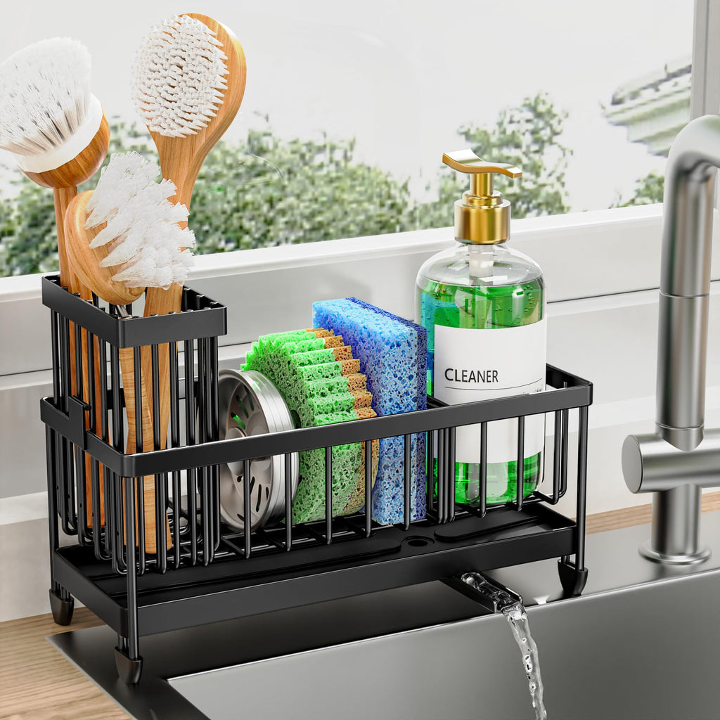 Cisily Kitchen Sink Caddy with Sponge & Brush Holder