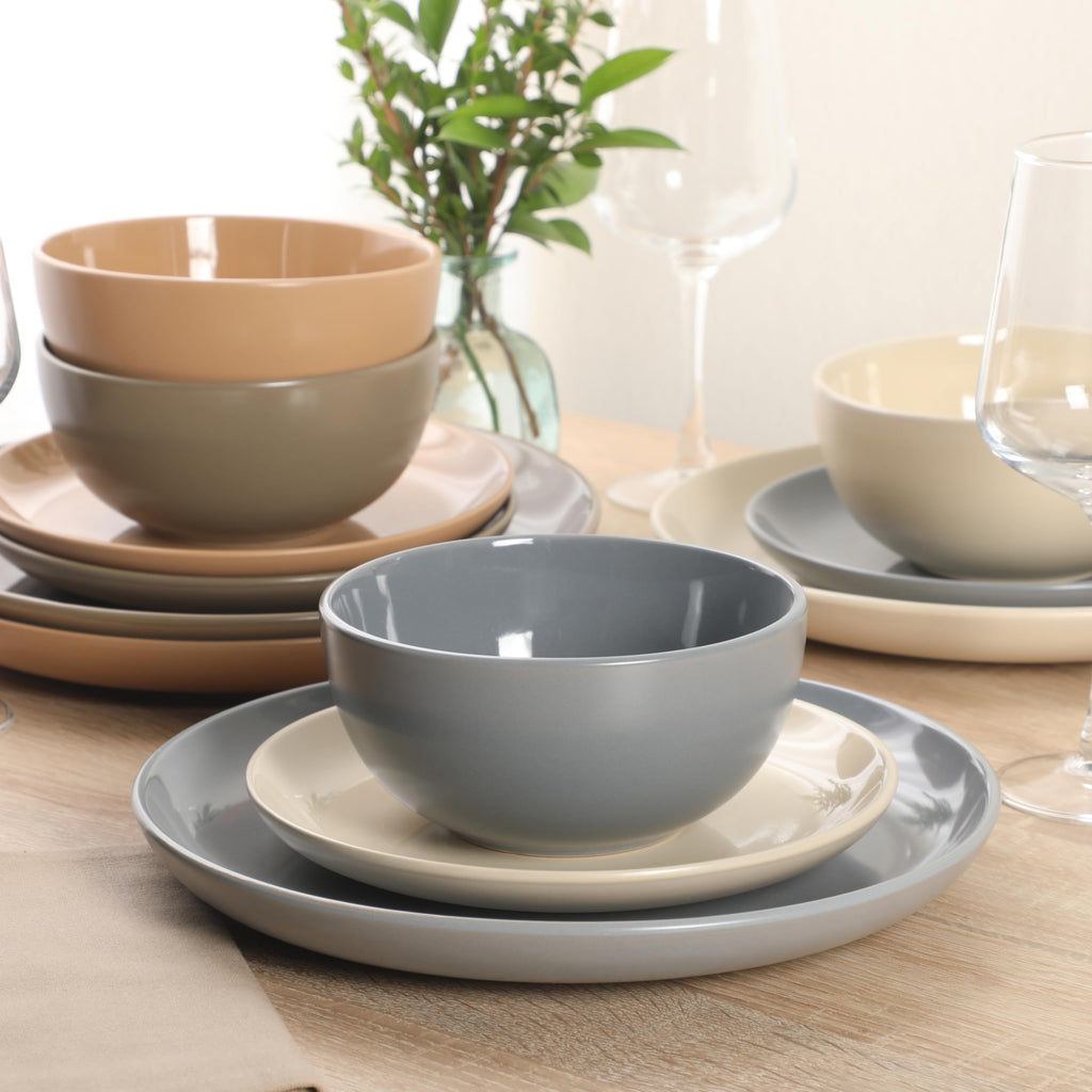 Gibson Home Plates and Bowls Set, 12 Piece Dinnerware Set for 4