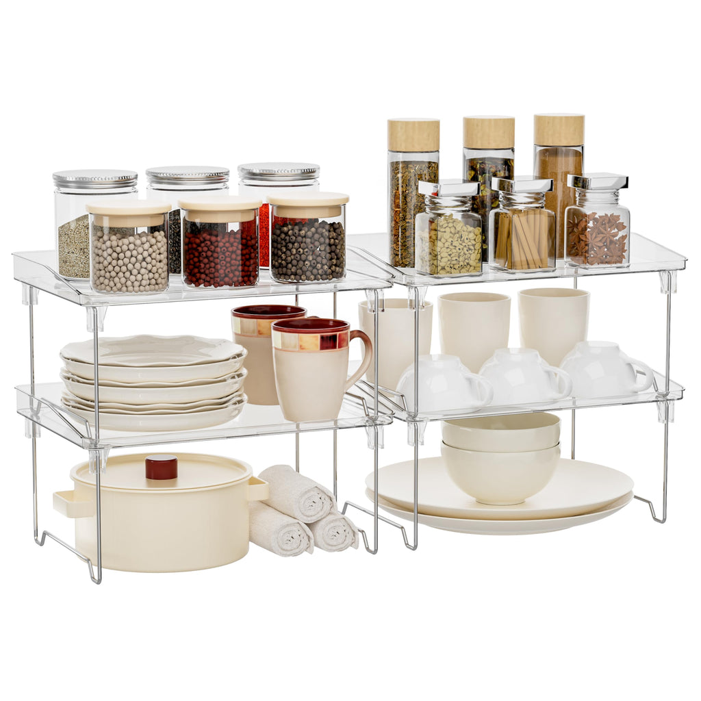 STARLATTA Clear Acrylic Stackable Cabinet Organizer Shelf