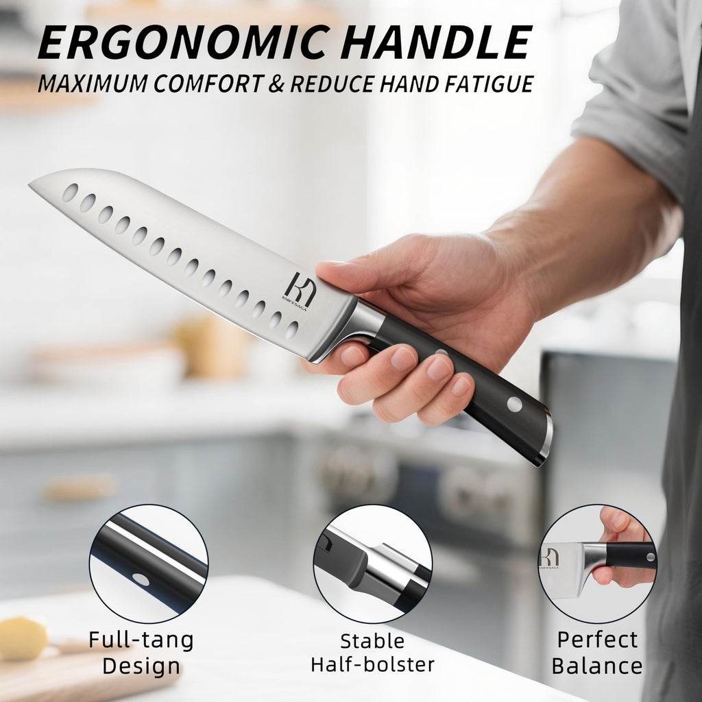 Knife Set, Premium 15 Piece Japanese High Carbon Stainless Steel Knives Set for Kitchen with Block and Sharpener, Razor Sharp Kitchen Knife Block Sets with Ergonomic Full-tang Handle