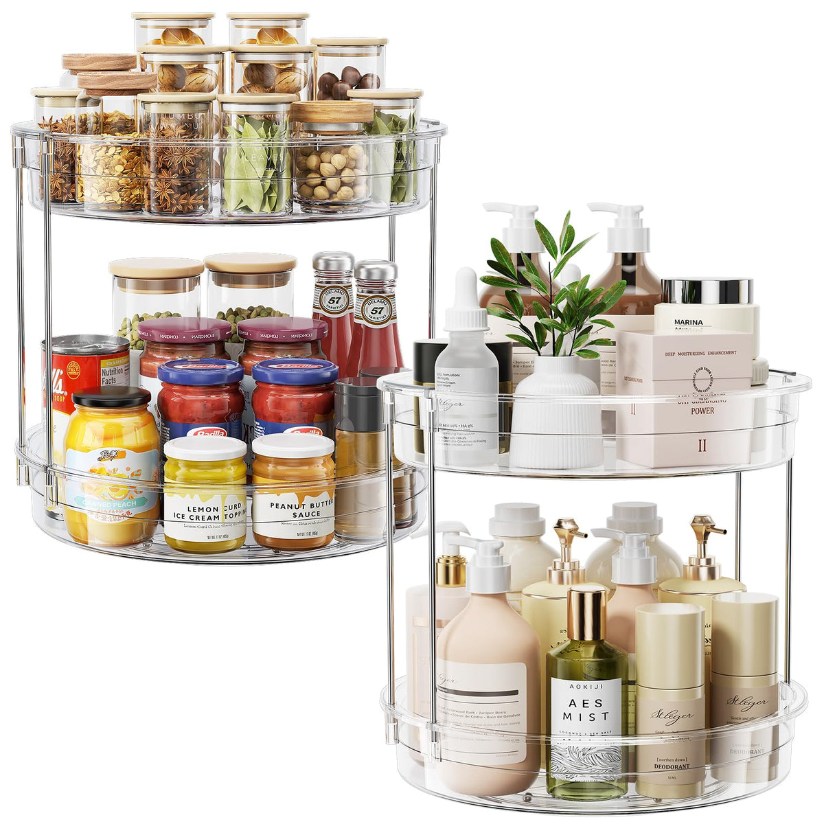 LAMU 2-Tier 9.25" Lazy Susan Rotating Organizer Rack