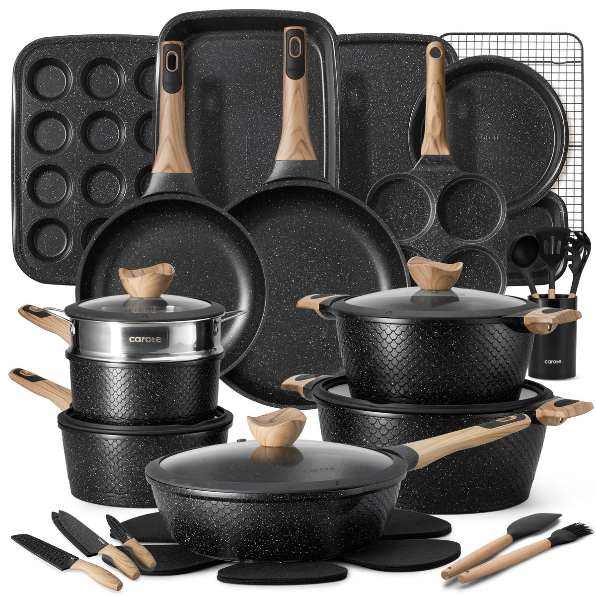 CAROTE Nonstick Pots & Pans Cookware Set